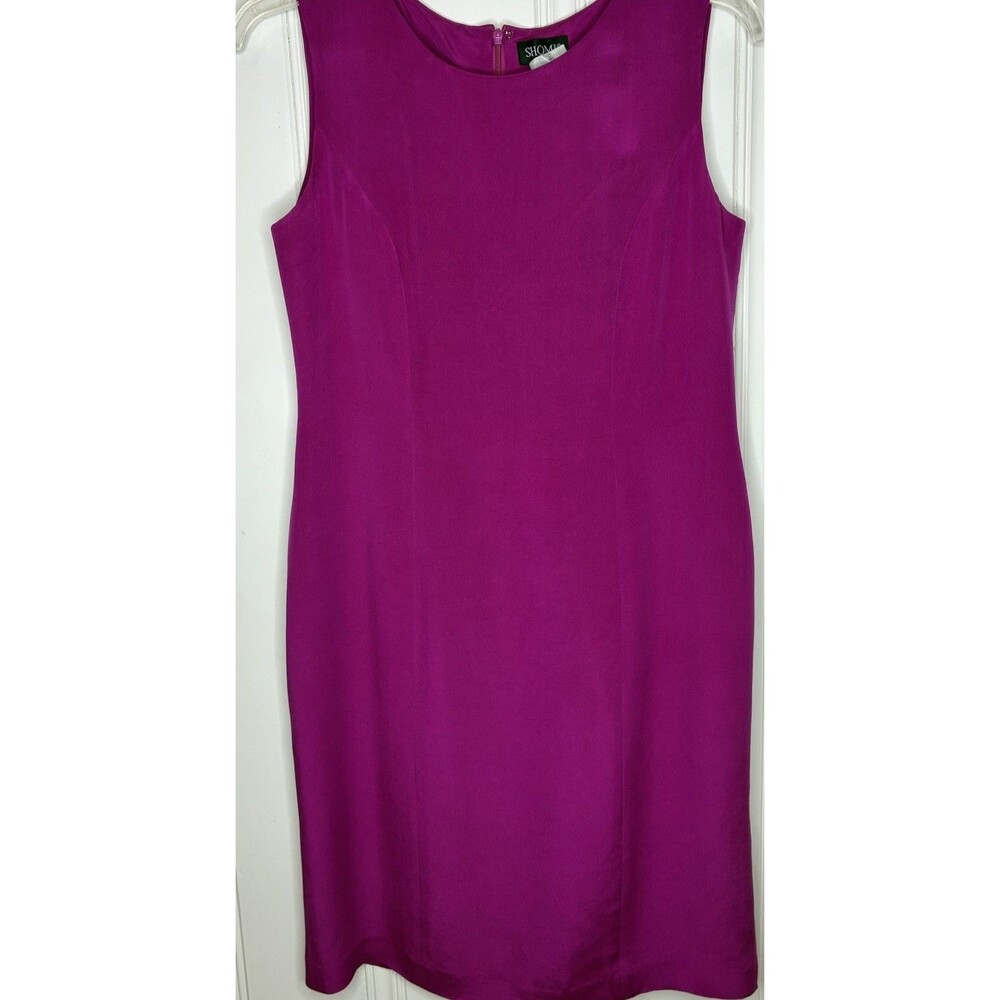 SHOMI Fuchsia Silk Dress 12 Sheath Dress Sleeveless Classic Cocktail  *see note